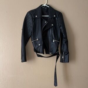 Black Leather Biker Jacket NWOT